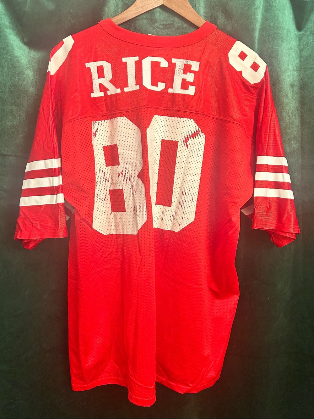 Vintage Logo Athletic Red and White Jerry Rice 49ers Football Jersey #80